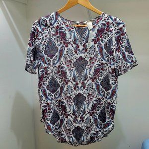 H&M Womens Short Sleeve Paisley Blouse - Size US 4